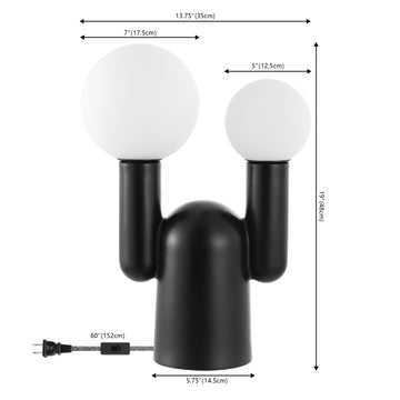 Leif 19" 2-Light Modern Mid-Century Resin/Iron/Frosted Glass Nordic Cactus LED Table Lamp - JONATHAN Y